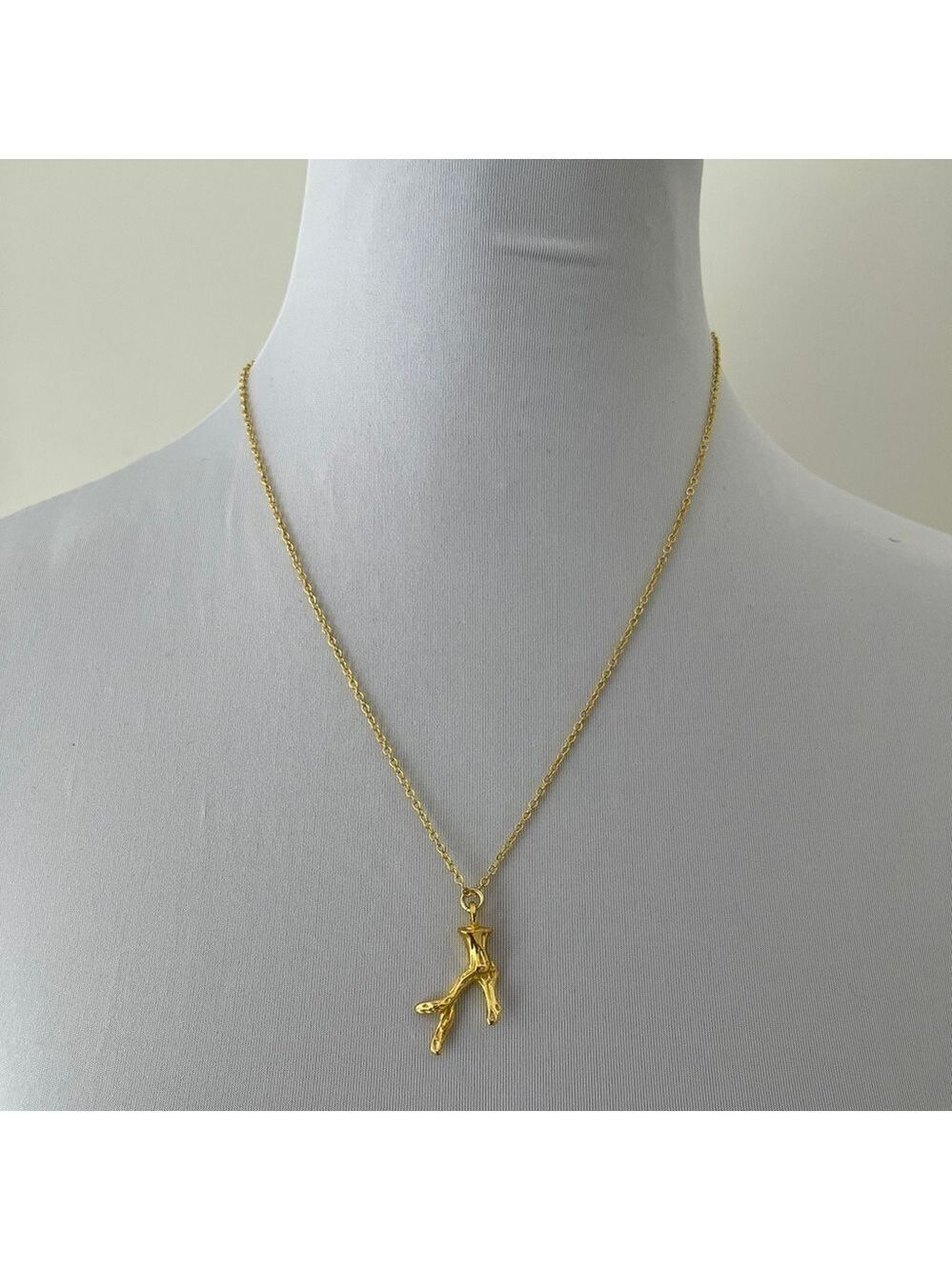 SCOTCH & SODA Maison Scotch Gold Tone Coral Shape Pendant Delicate Necklace
